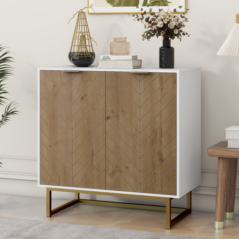 Modern 5-Drawer Bedroom Dresser, Two-Tone White & Walnut