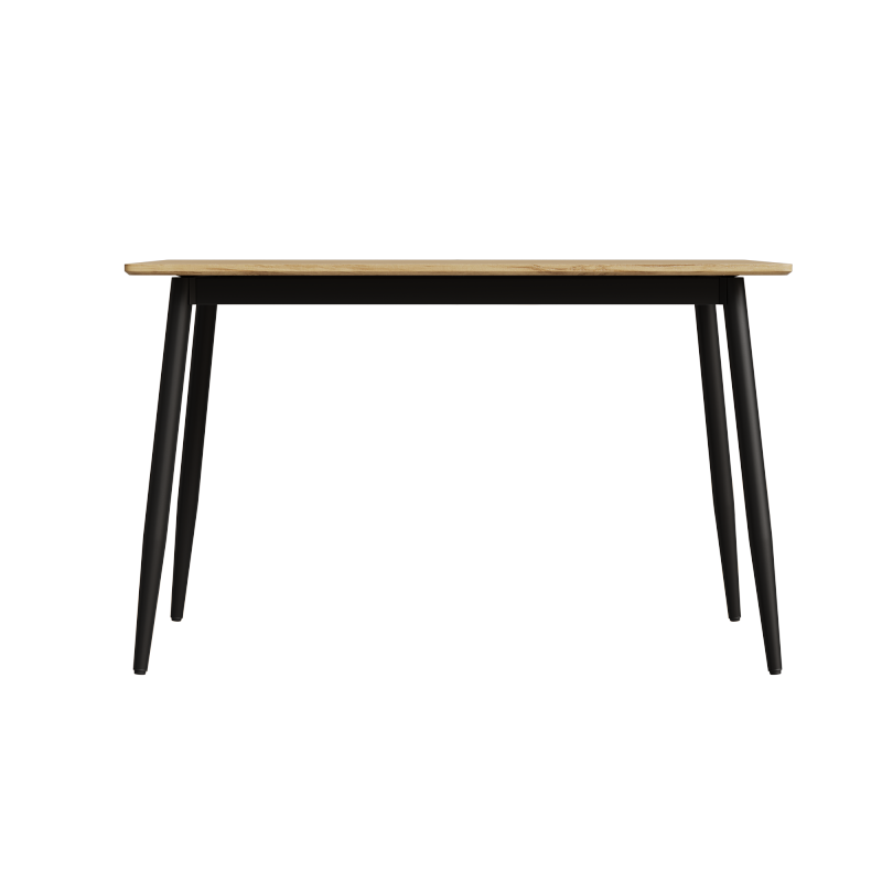 Modern Minimalist Dining Table for Kitchen, Black Metal Legs