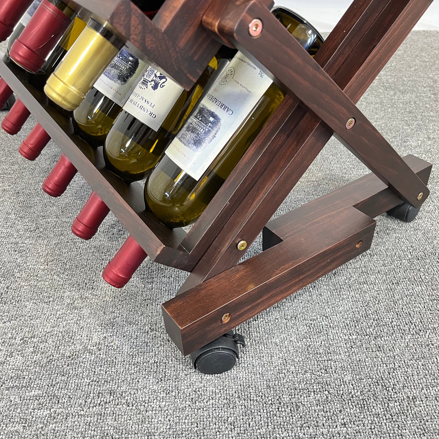 Walnut Freestanding Wine Rack for Home Bar, 26-Bottle
