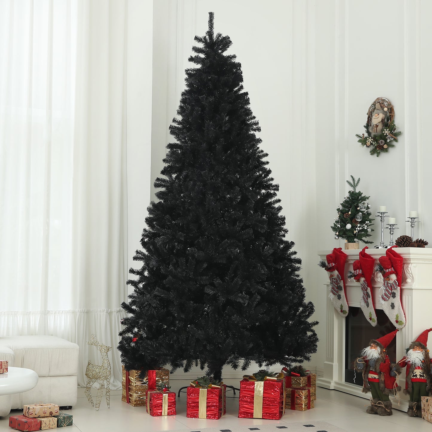HOMCOM Black 9ft Christmas Tree for Holiday Decor, Auto-Open