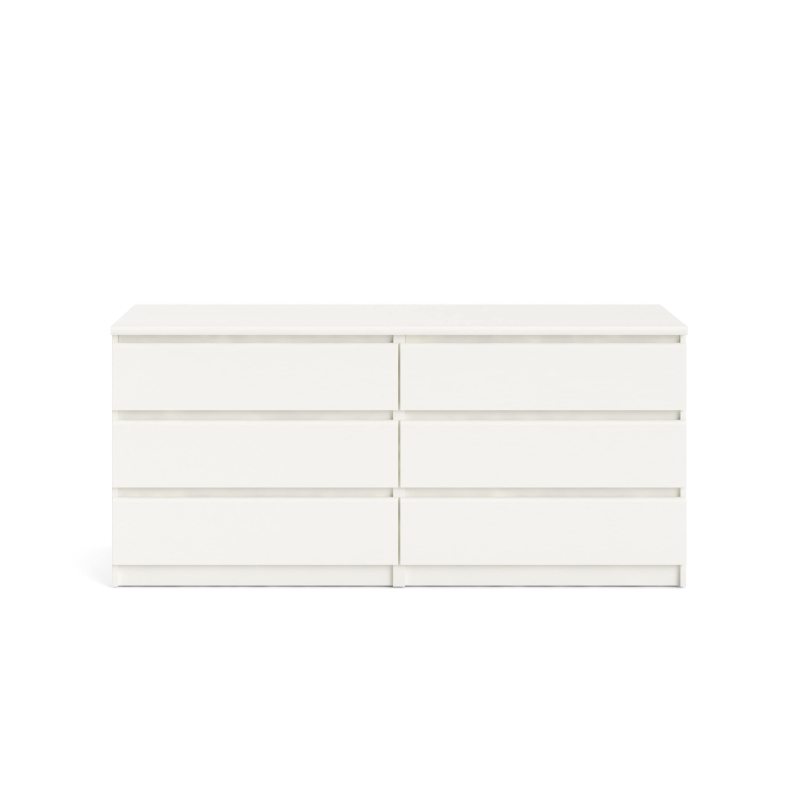 Modern 6-Drawer Double Dresser for Bedroom, Sleek White