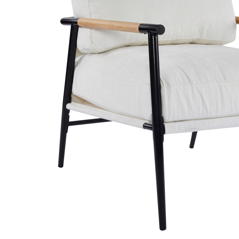 Modern Accent Chair for Living Room, Plush Seat & Wood Arms