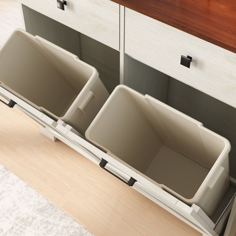 Farmhouse Barn-Door Double Tilt-Out Kitchen Trash Cabinet