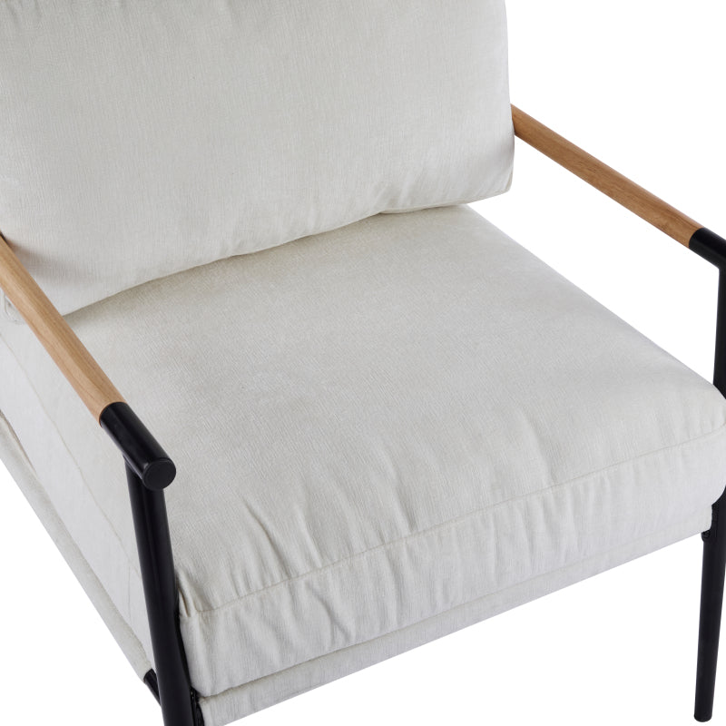 Modern Accent Chair for Living Room, Plush Seat & Wood Arms