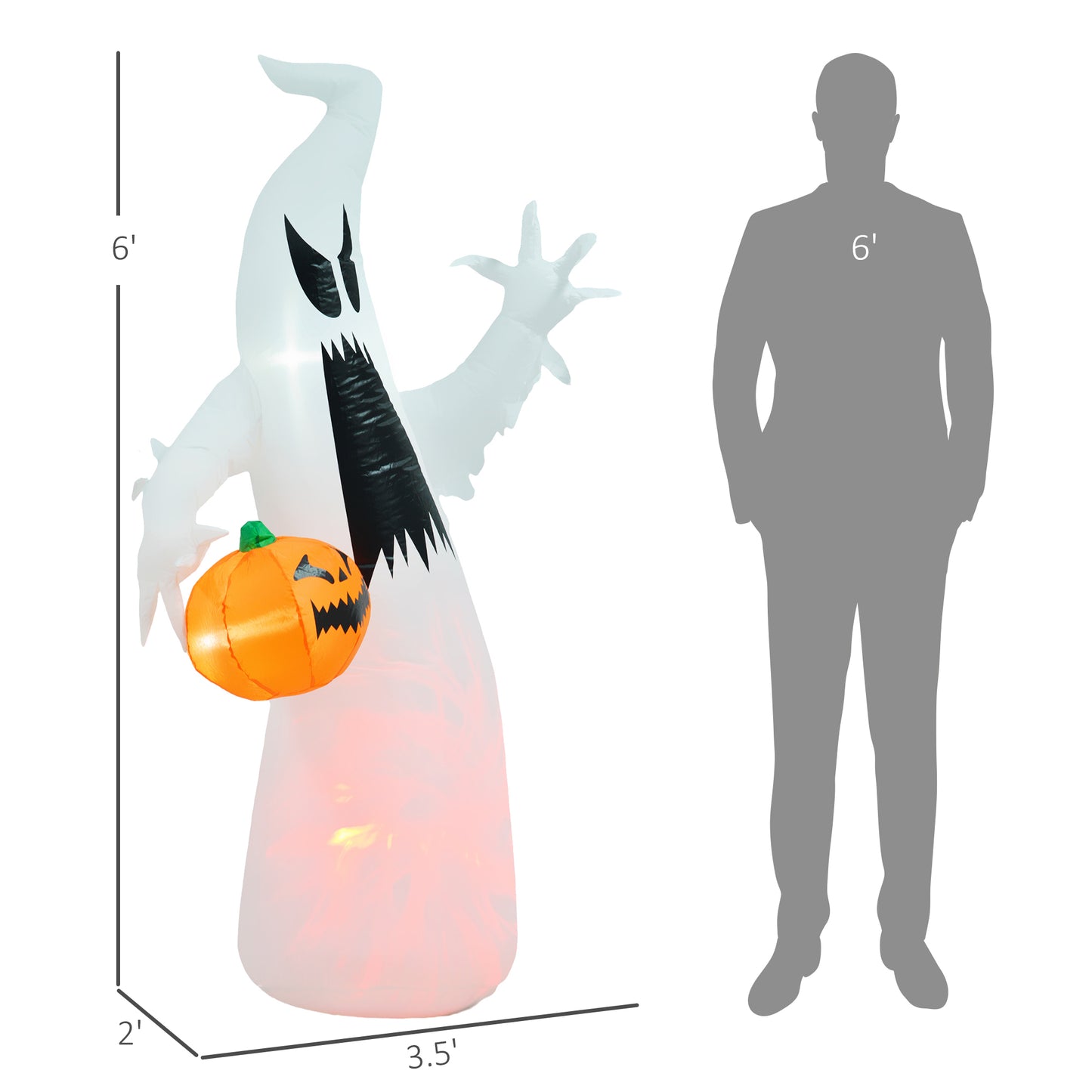 HOMCOM 5.9-ft Halloween Blow-Up Ghost, Yard LED & Waterproof