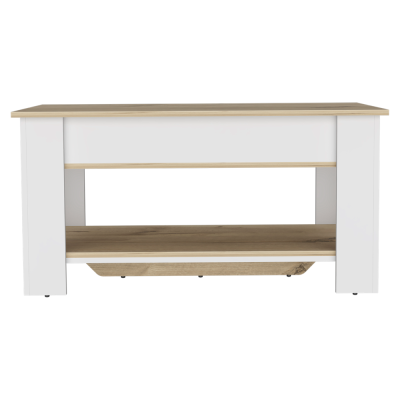 Austin Two-Tone Storage Table for Living Room Pull-Out Shelf