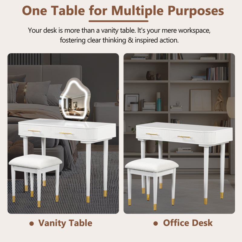 Modern Vanity Set for Bedroom with Touch LED Mirror, 2 Drawers