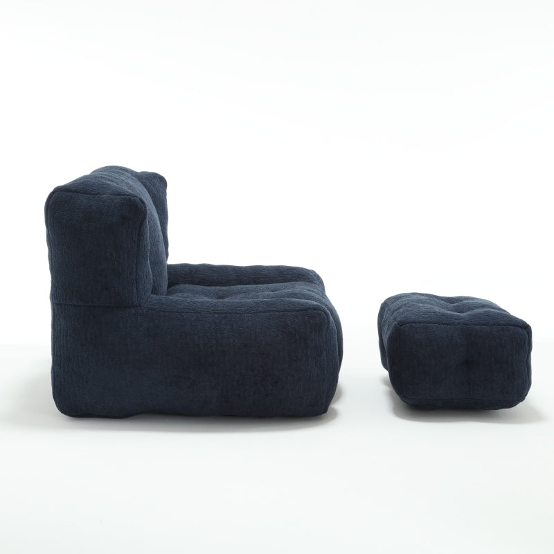 Modern Plush Bean Bag Chair for Living Room with Ottoman
