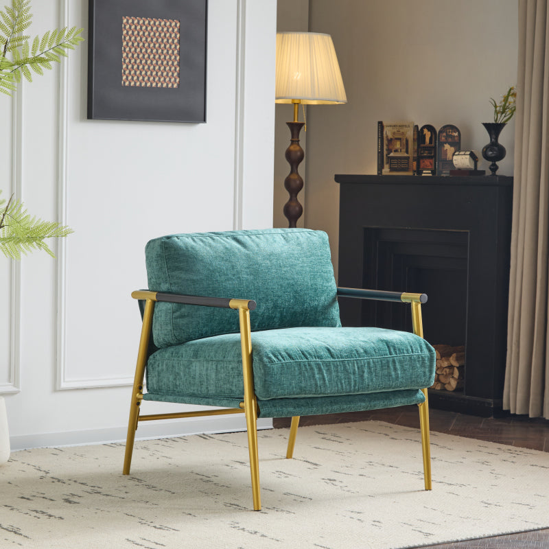 Modern Accent Chair for Living Room, Plush Seat & Wood Arms