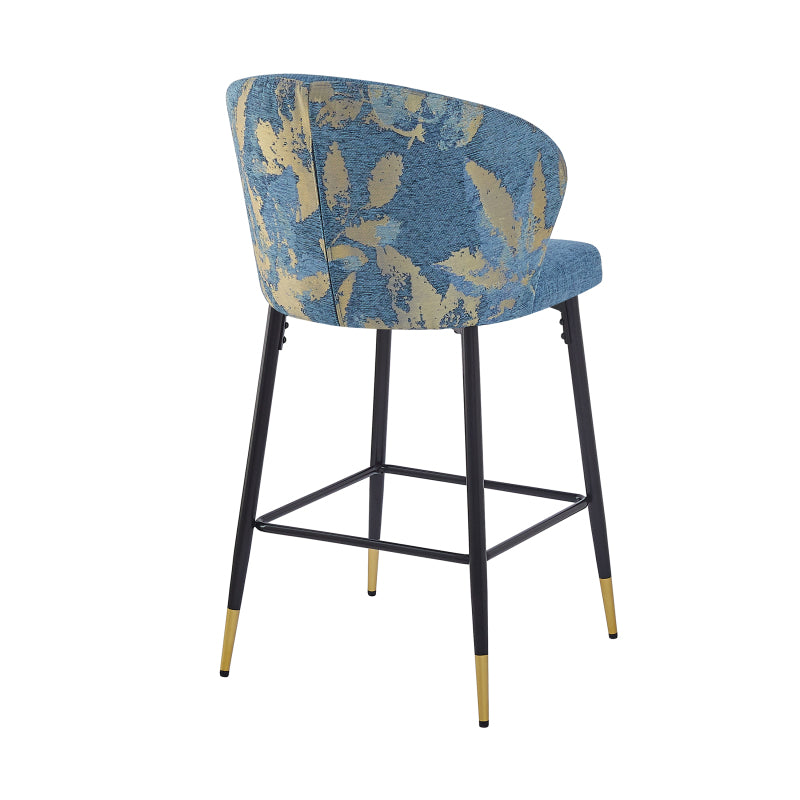 Jacquard Counter Stools for Kitchen, Metal Footrest, 2-Pack