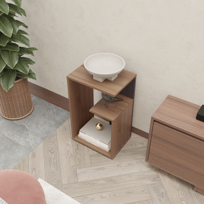 FM FURNITURE Vega Modern Side Table, Living Room Open Shelf