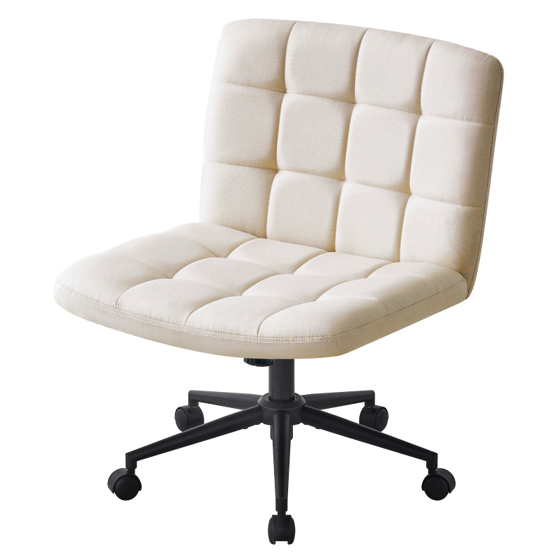 Cozy Linen Armless Home Office Chair with Lumbar Support