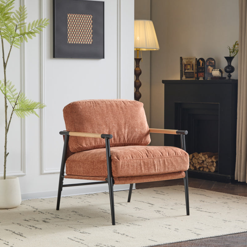 Modern Accent Chair for Living Room, Plush Seat & Wood Arms