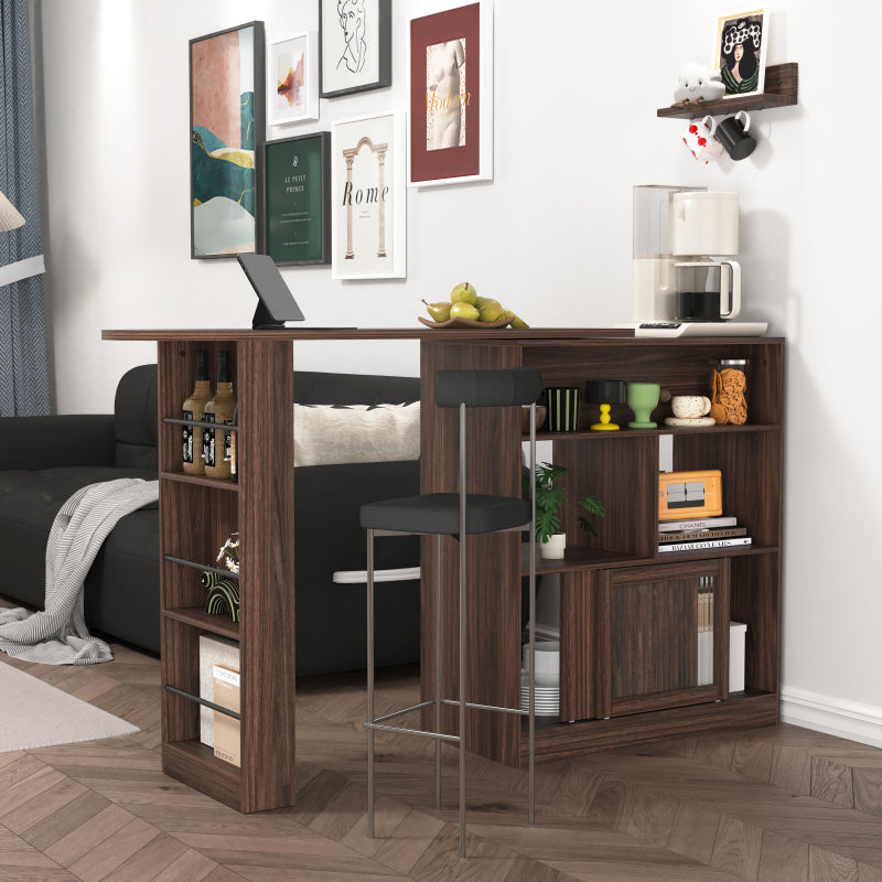 Modern Walnut Bar Cabinet for Dining, Rotating Top