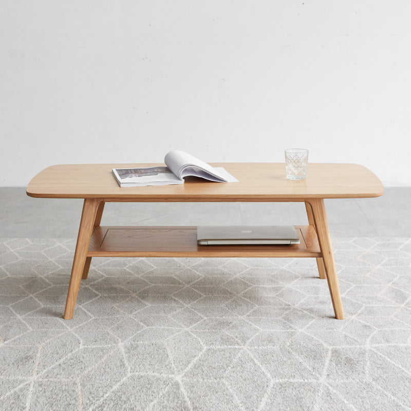 Minimalist Coffee Table for Living Room, Solid Wood Shelf