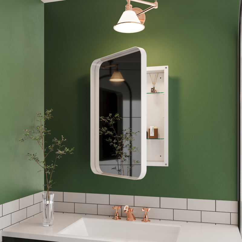Black Metal Bathroom Medicine Cabinet, Adjustable Shelves