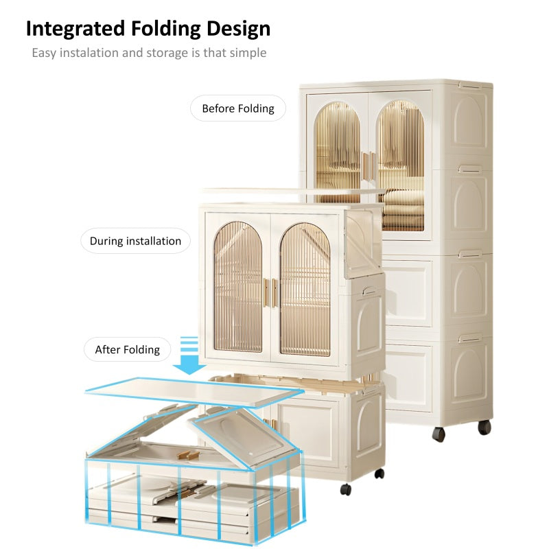 Modern Rolling Wardrobe for Small Spaces with Magnetic Door