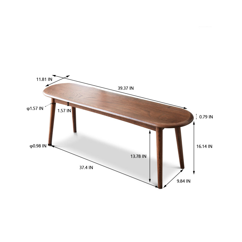Scandi Solid Oak Bench for Dining Room or End of Bed