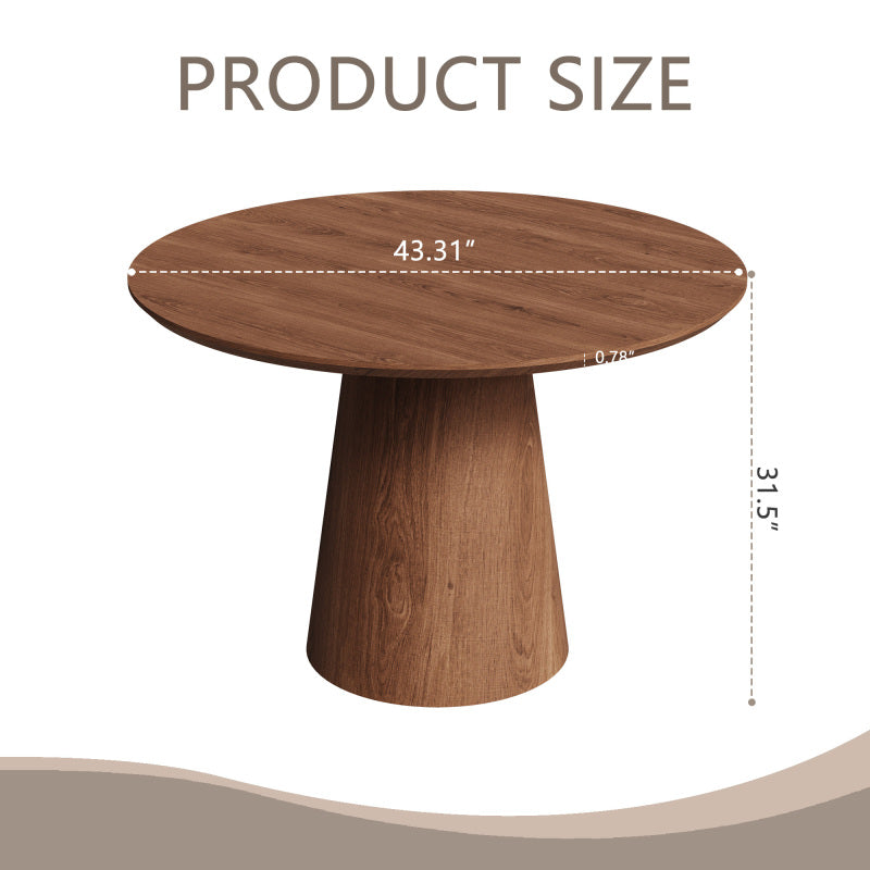 Modern Minimalist 43-inch Round Dining Table, Natural Wood