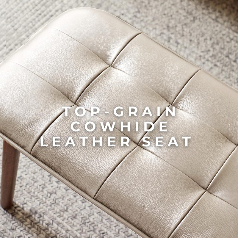 Scandi Dining Bench with Natural Oak & Leather Cushion