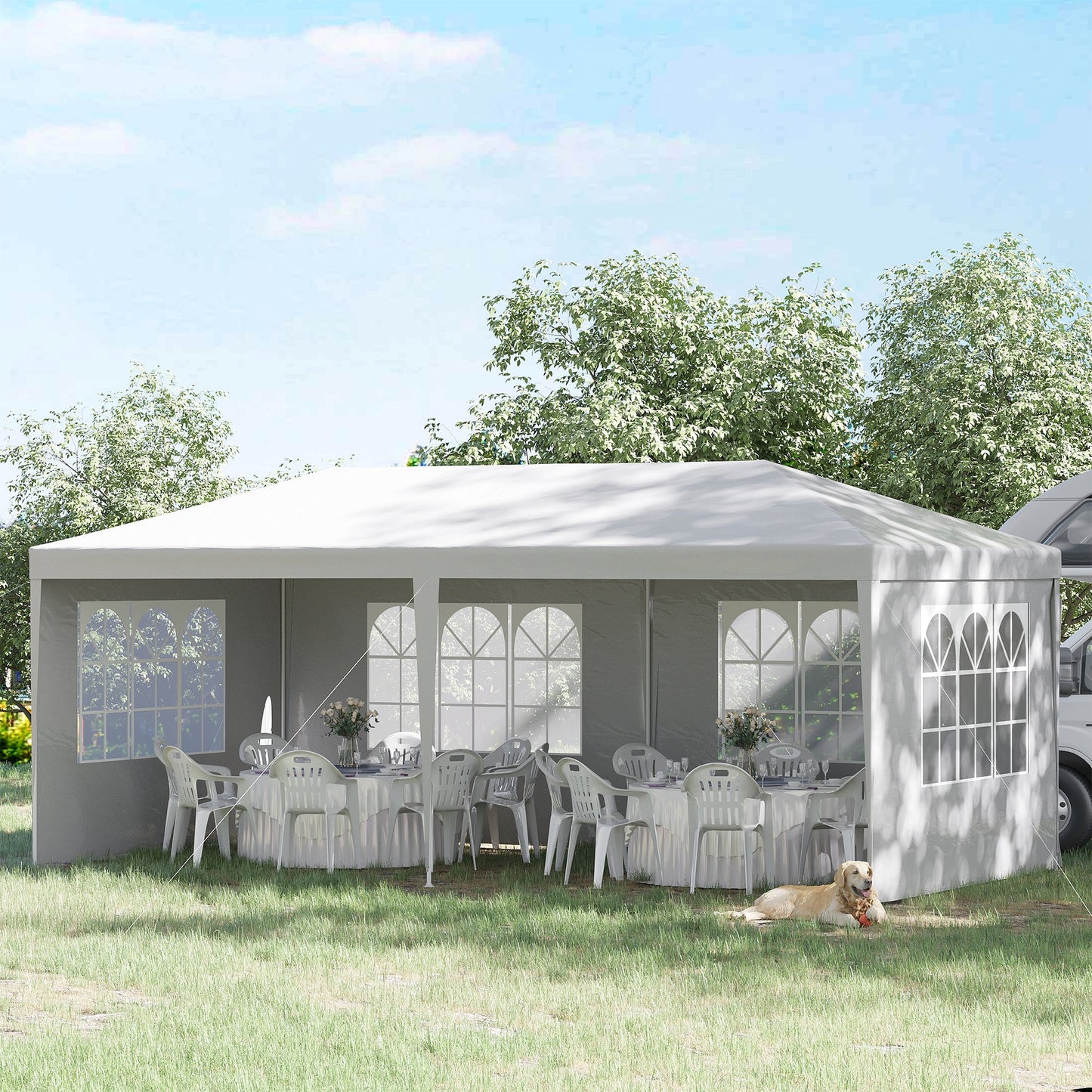 Outsunny White Party Gazebo Tent, 20' x 10', Removable Walls