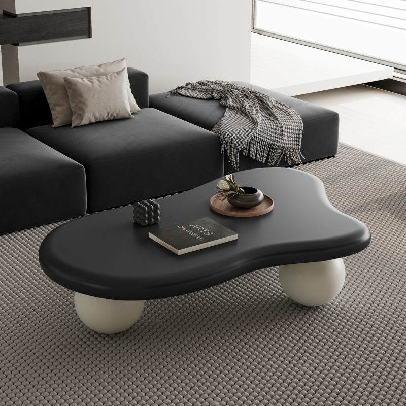 Modern Black Cloud Coffee Table for Living Room, 3 Ball Legs