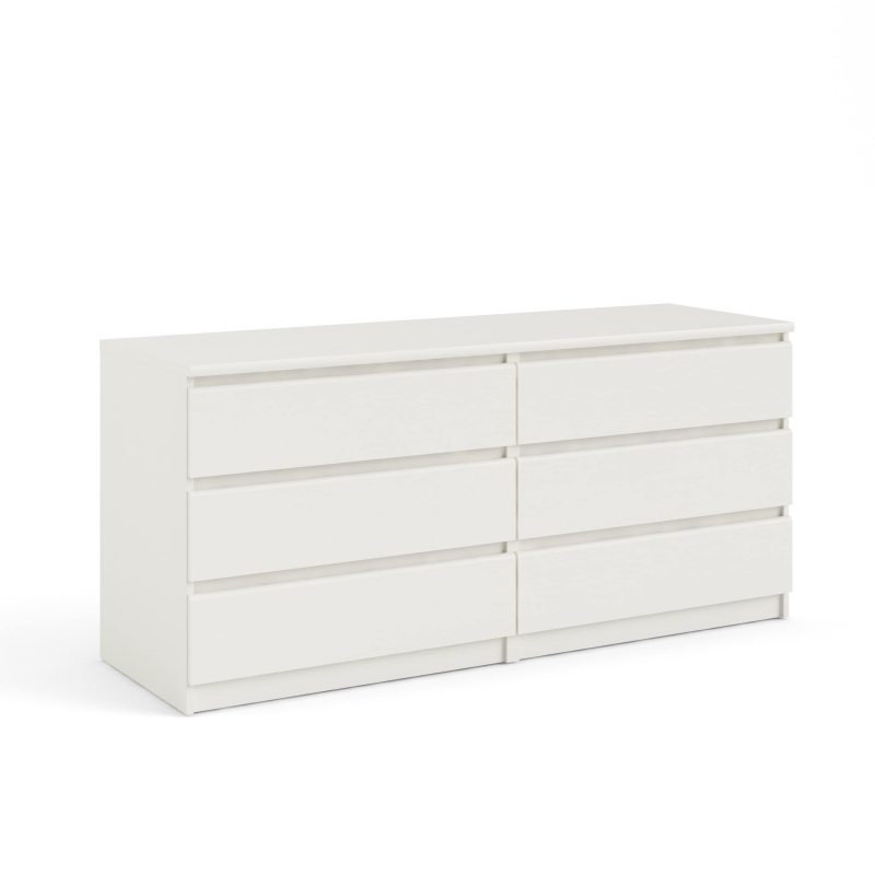 Modern 6-Drawer Double Dresser for Bedroom, Sleek White