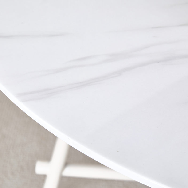 Modern Round Dining Table, Dining Room, 42-Inch White Top