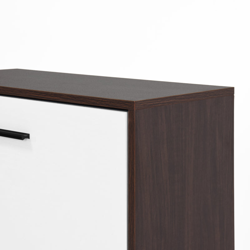 Modern Slim White Shoe Cabinet for Entryway, 3 Flip Drawers