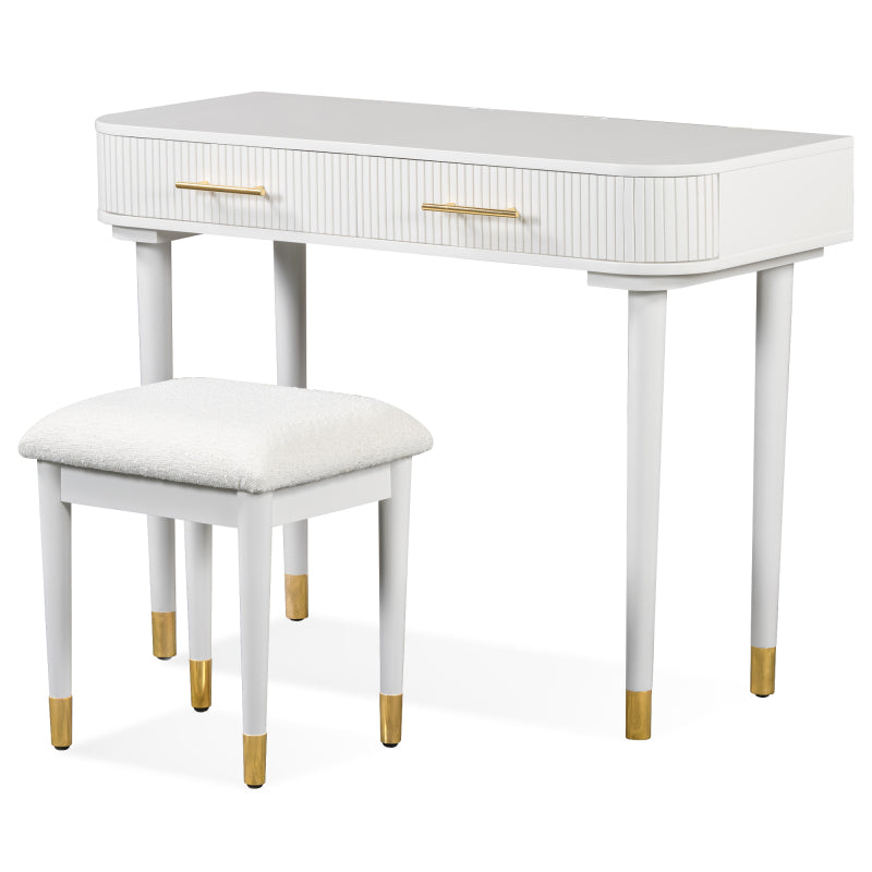 Modern Vanity Set for Bedroom with Touch LED Mirror, 2 Drawers