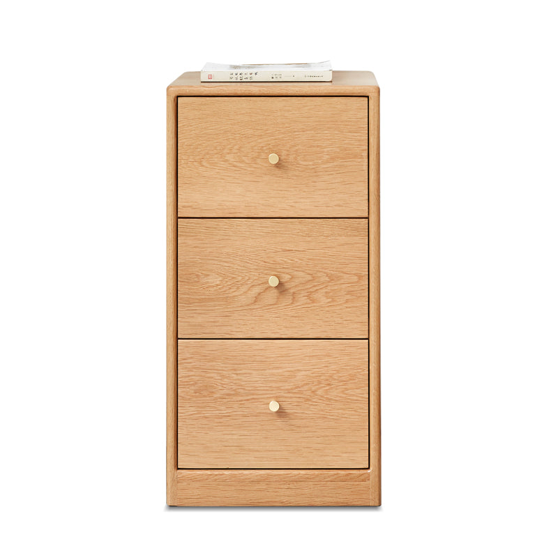 Solid Oak Corner Nightstand for Bedroom with Storage