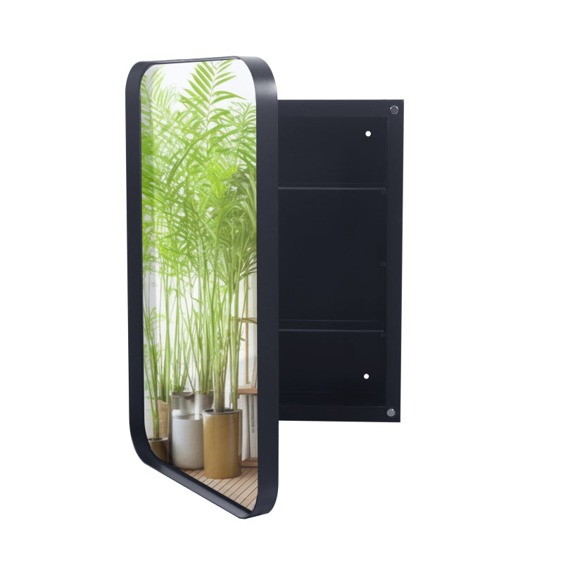 Black Metal Bathroom Medicine Cabinet, Adjustable Shelves