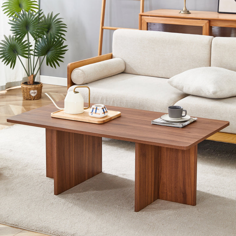 Modern Walnut Coffee Table, Living Room, Triangular Base