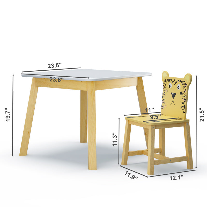 Playful Playroom Kids Table & 4 Animal Chairs, Spacious Top