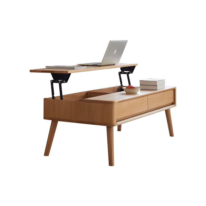 Modern Coffee Table for Living Room, Solid Oak Top
