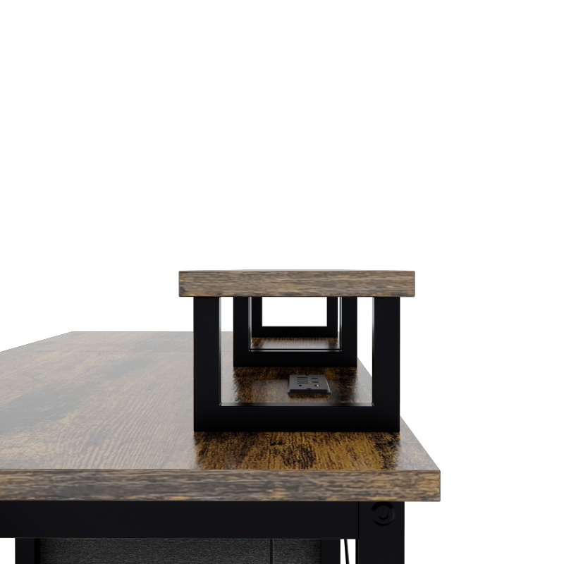 Rustic Brown Computer Desk for Home Office with Outlets