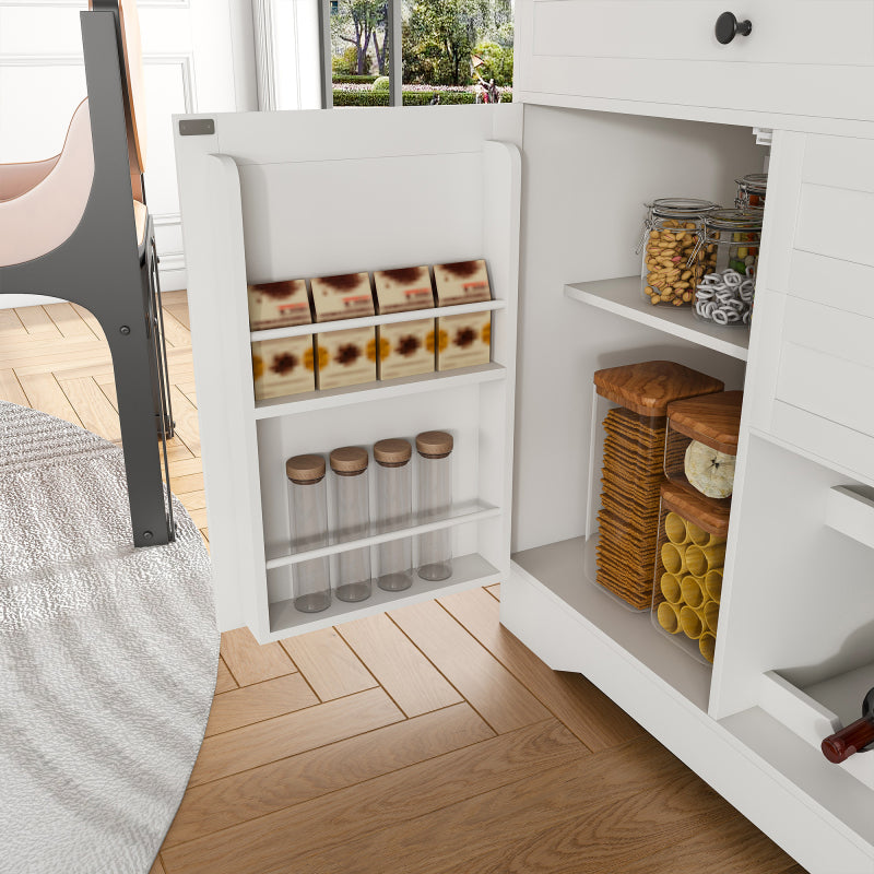 Farmhouse Dining Sideboard with Wood Top & Adjustable Shelf