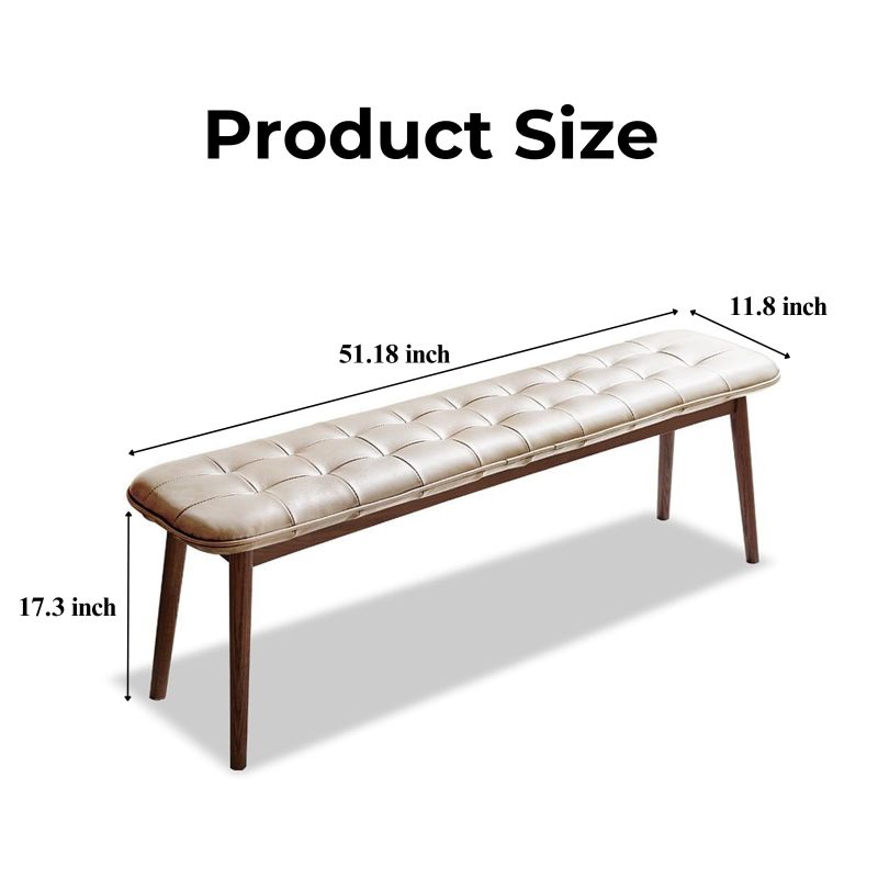 Scandi Dining Bench with Natural Oak & Leather Cushion