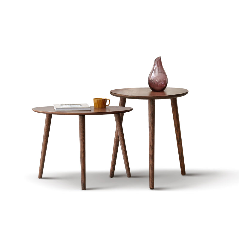 Modern Pebble-Shaped Coffee Table for Living Room, Solid Oak