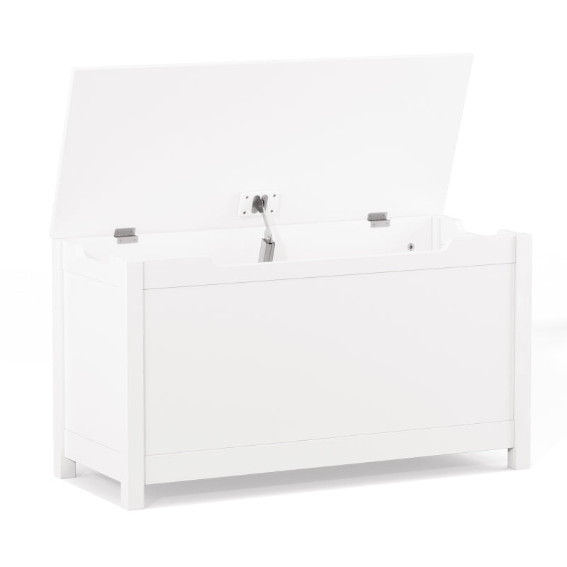 White Kids' Toy Box for Playroom with Safety Hinged Lid