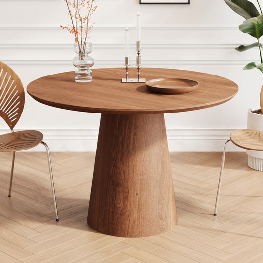 Modern Minimalist 43-inch Round Dining Table, Natural Wood
