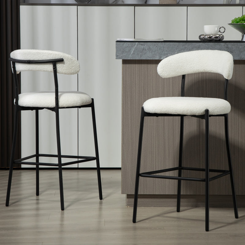 Cozy Teddy Fabric Counter Stool, Kitchen Island, Black Base