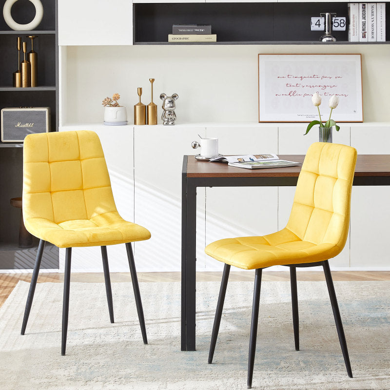 Mid-Century Green Velvet Dining Chairs for Kitchen, Set of 4