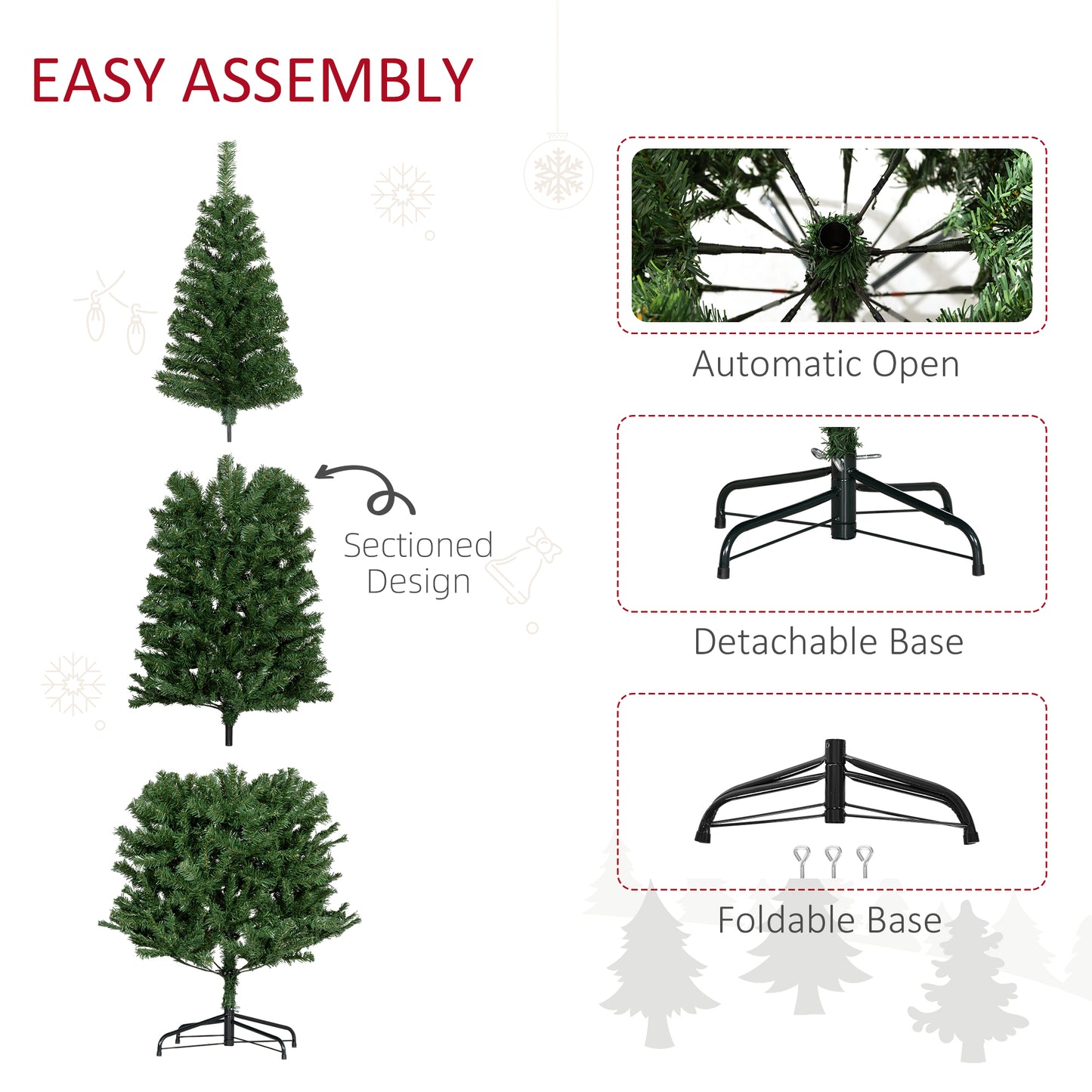 HOMCOM Slim 7ft Christmas Tree for Small Spaces, 818 Tips