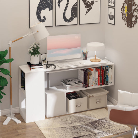 HOMCOM Modern L-Shaped Desk for Home Office, 360° Rotating