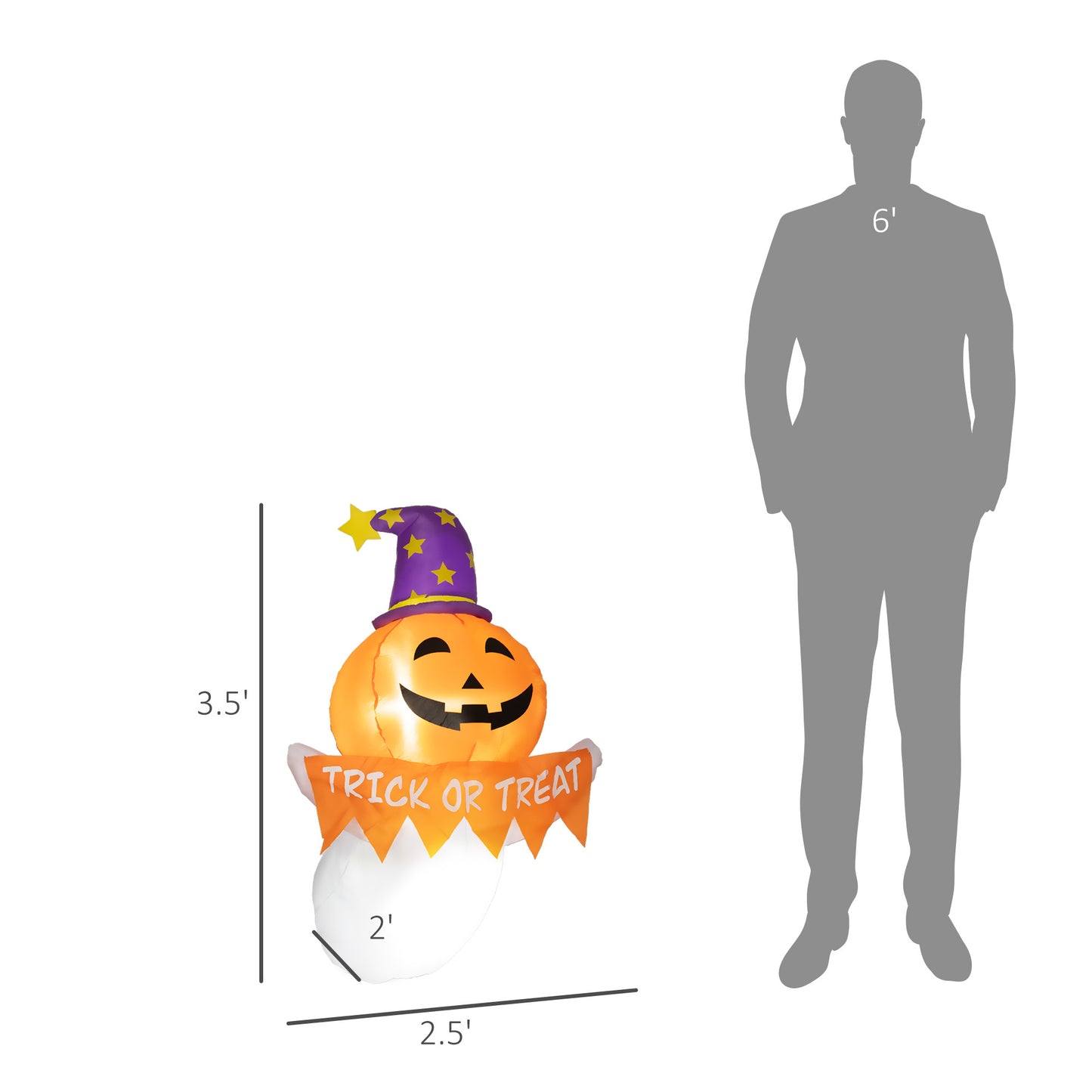 Outsunny Halloween Light-Up Inflatable Ghost, Indoor/Outdoor