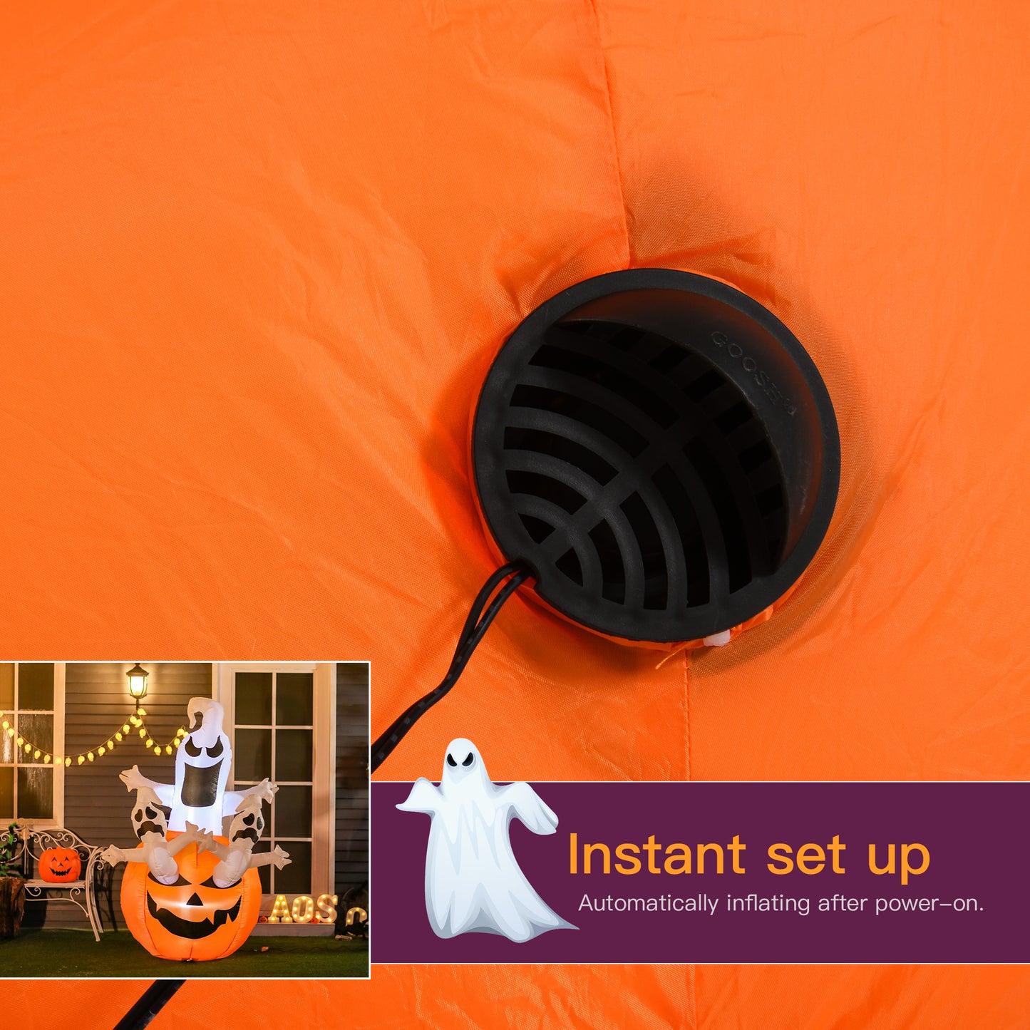 HOMCOM 6' Halloween Inflatable Pumpkin & Ghosts, LED Yard