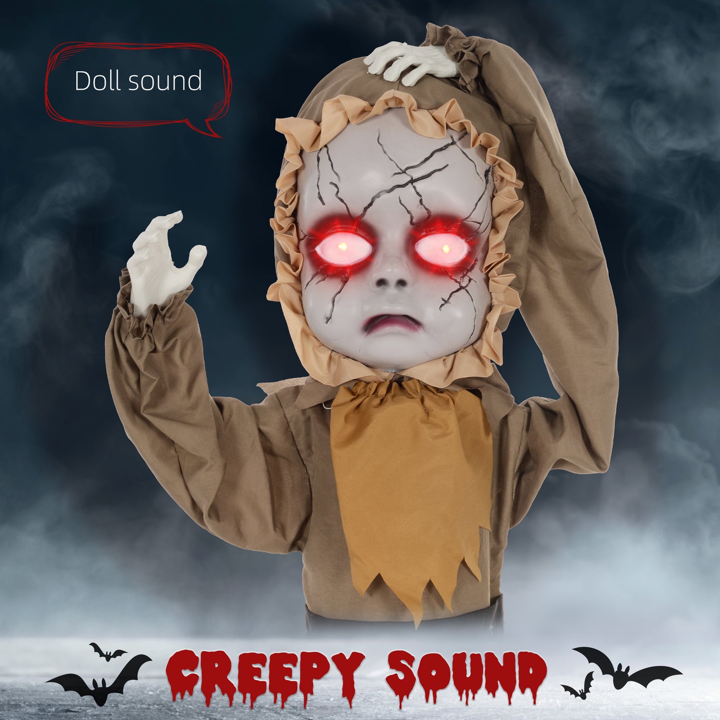 HOMCOM Outdoor Halloween Animatronic Doll, Sound & Motion