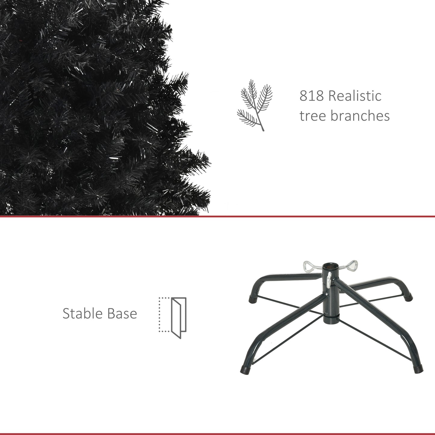 HOMCOM Slim Black Pencil Christmas Tree for Home, 7 ft