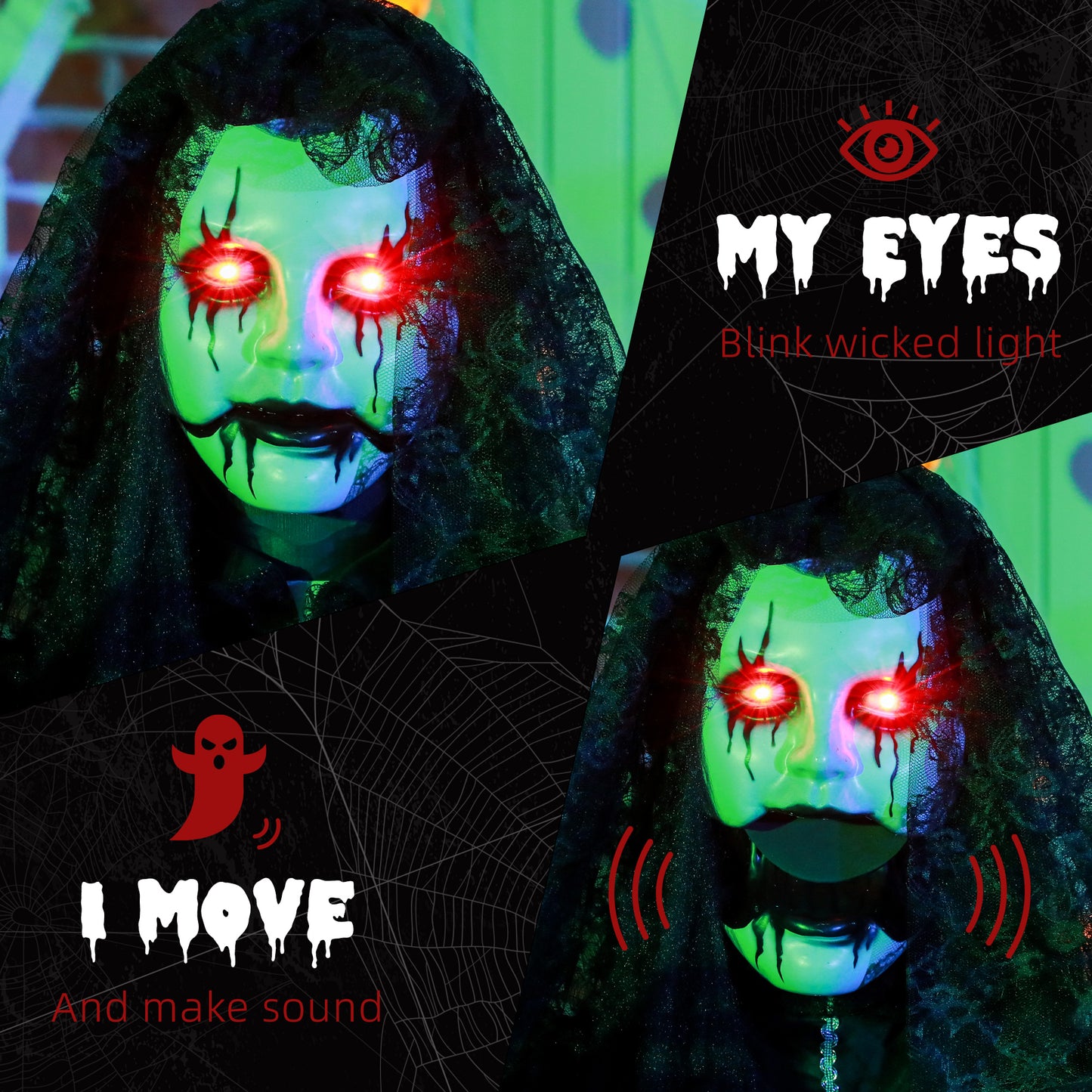 HOMCOM Zombie Bride Yard Animatronic, Sound & Light-Up Eyes